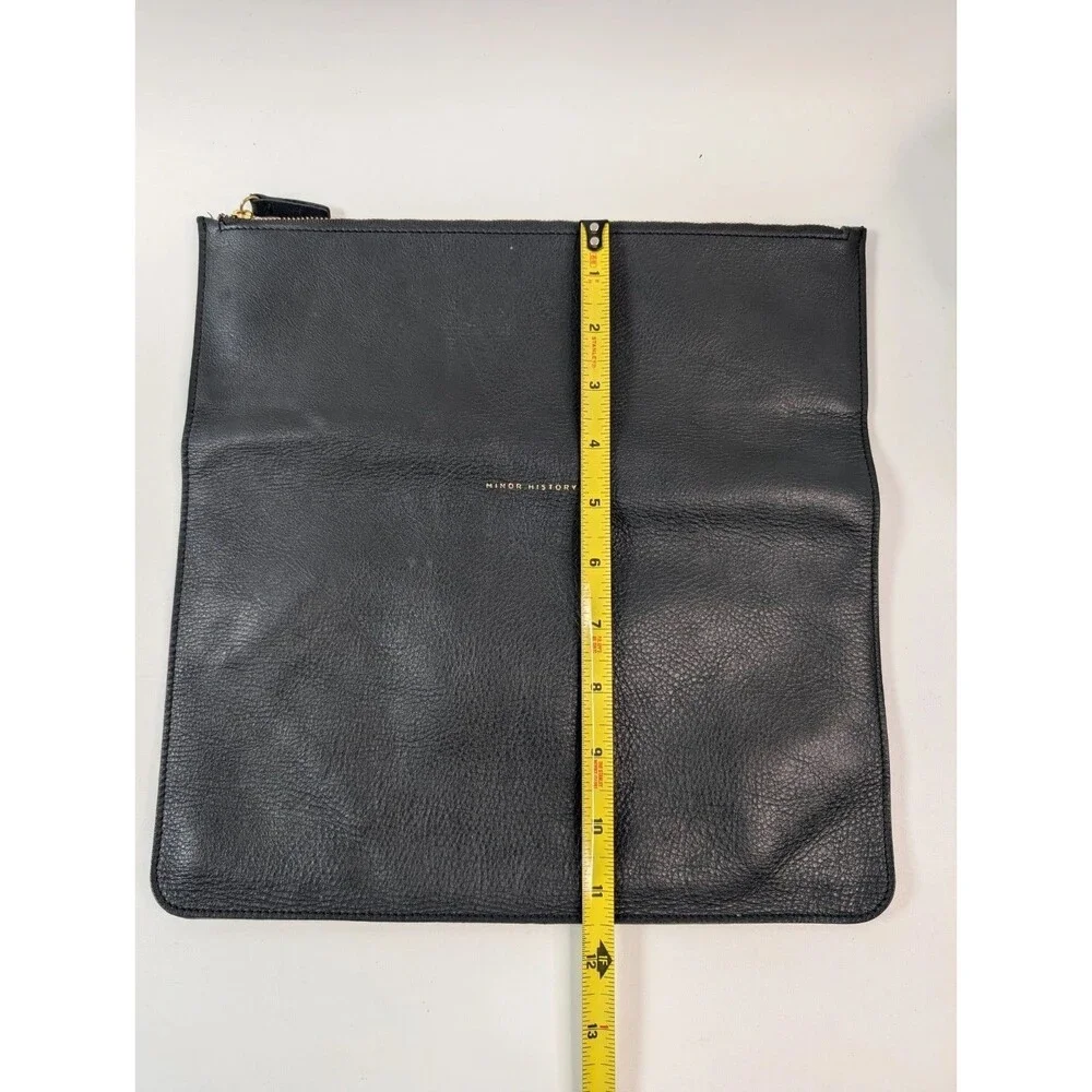 Minor History Black Folding 100% Leather Fold-Over Clutch Pouch